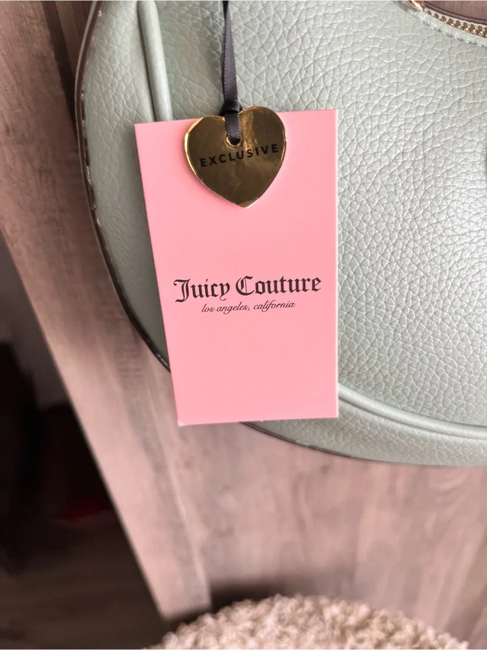 NWT Juicy Couture Mint Green Crescent Crossbody Shoulder Bag Heart Logo Charm